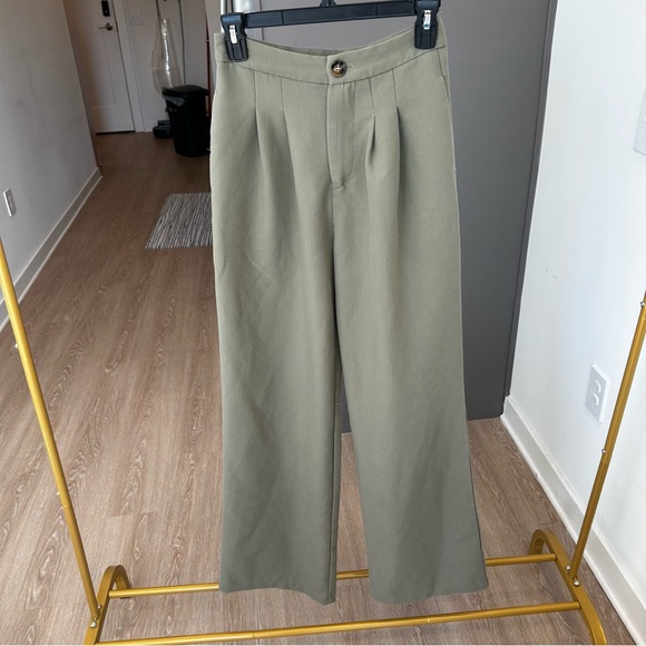 Fashion Nova Olive Wide Leg Pants - Picture 3 of 5